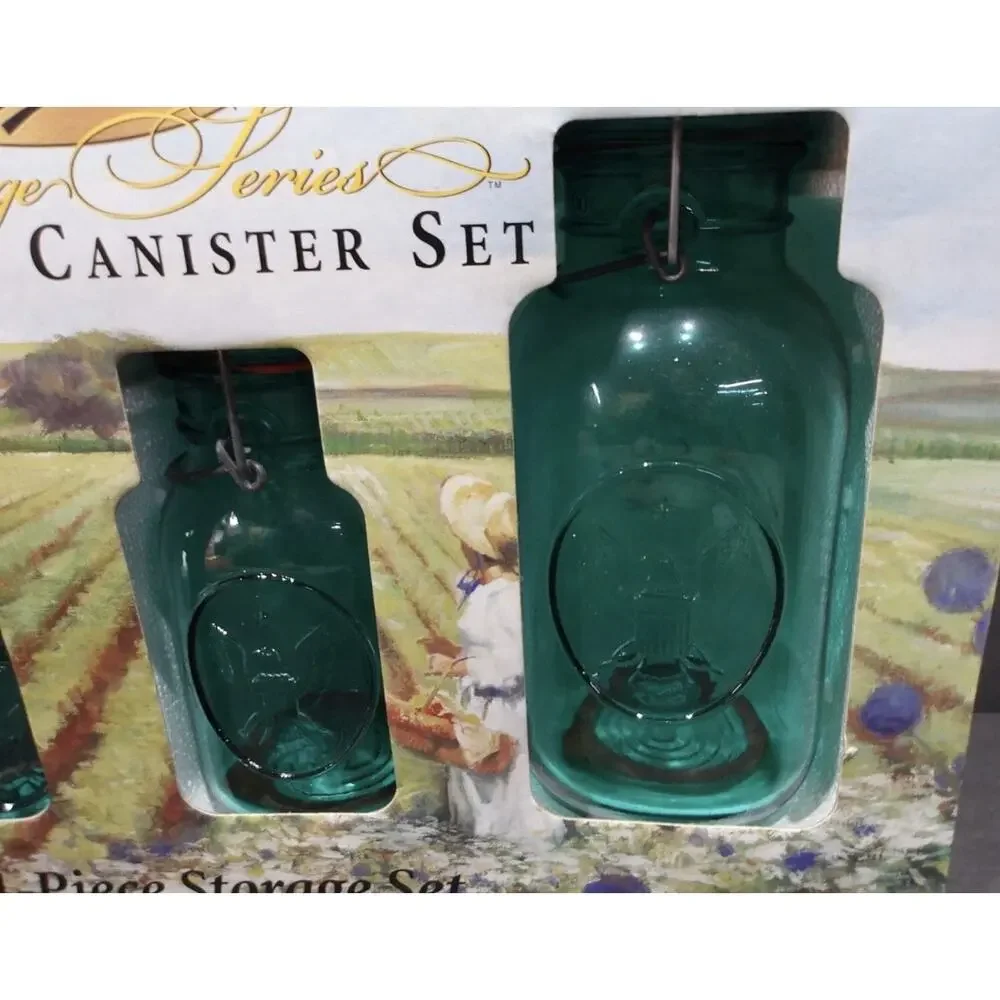 New! Vintage Ball Heritage Series Ideal Jar Aqua Canister Set 1998-Brand New!